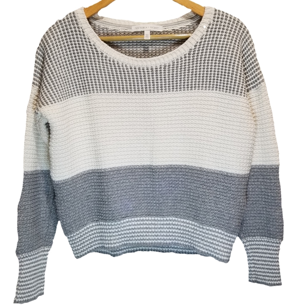 Victoria's Secret Gray/White Striped Cardigan Medium